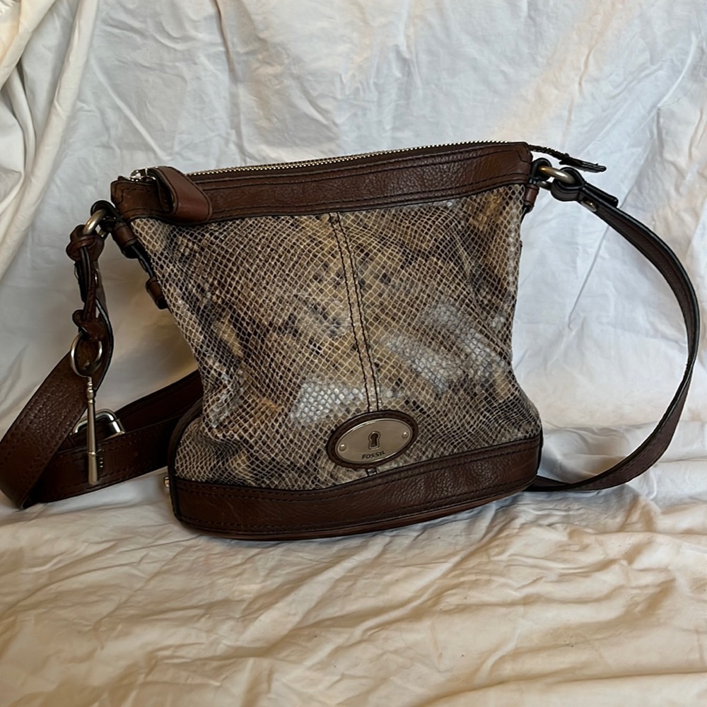 Fossil | Leather Snake Skin Bucket Bag